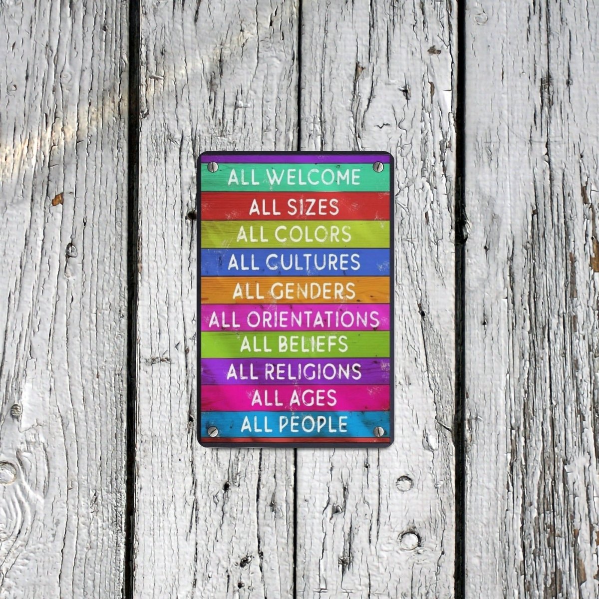 All Welcome Liberal Metal Tin Sign 8"x12" - PrideBooth