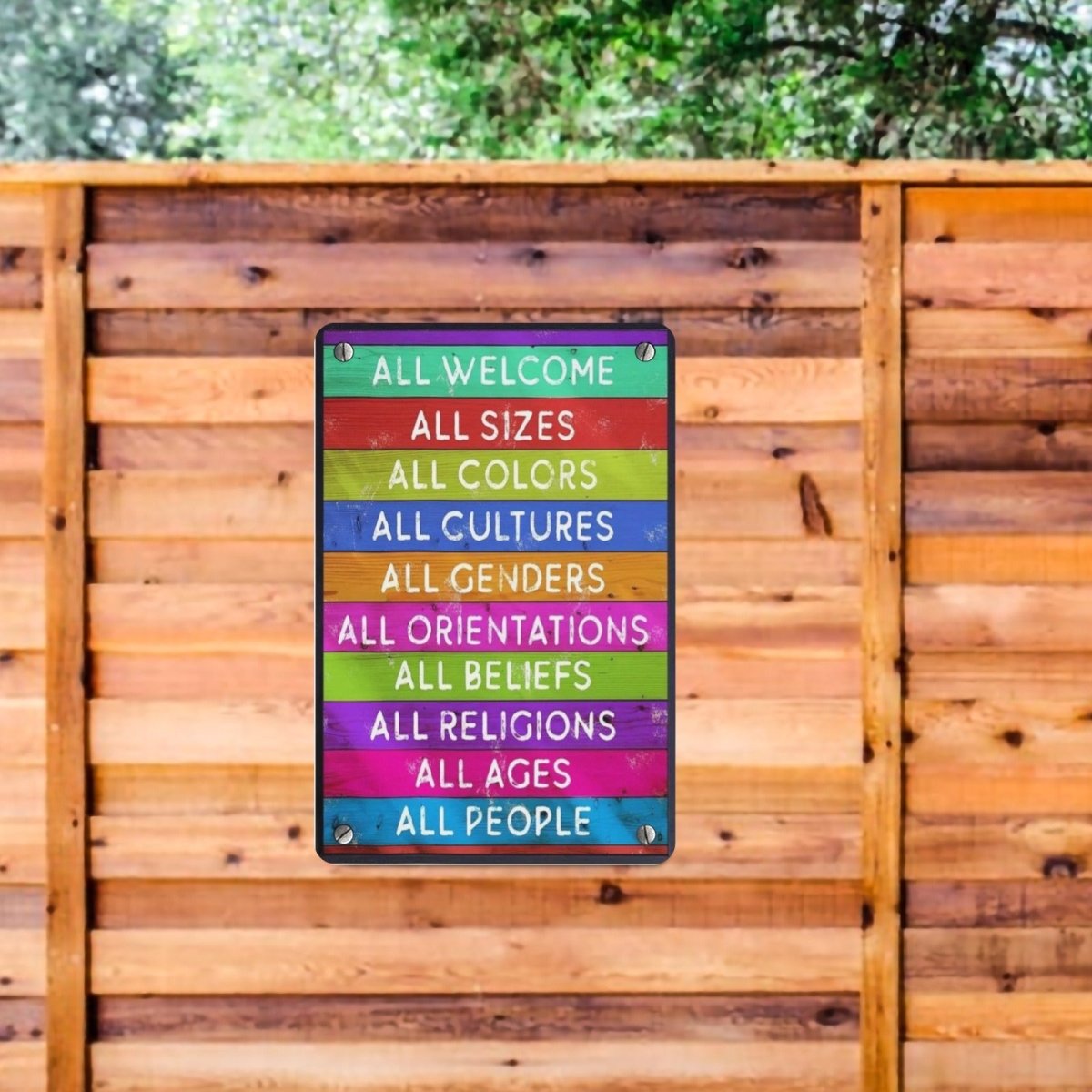 All Welcome Liberal Metal Tin Sign 8"x12" - PrideBooth