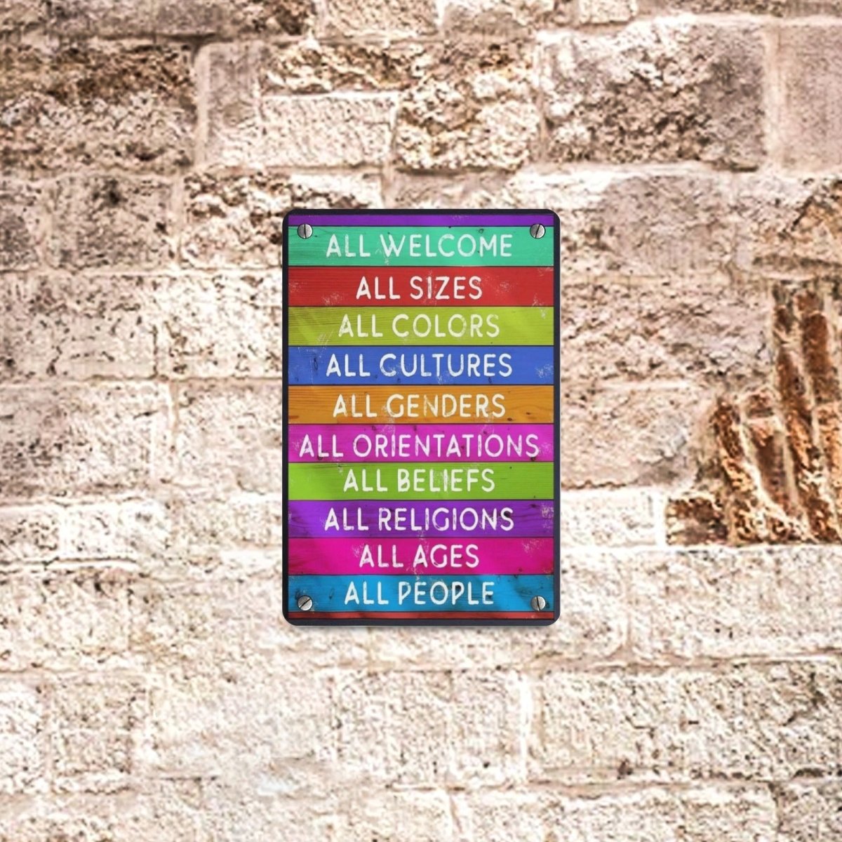 All Welcome Liberal Metal Tin Sign 8"x12" - PrideBooth