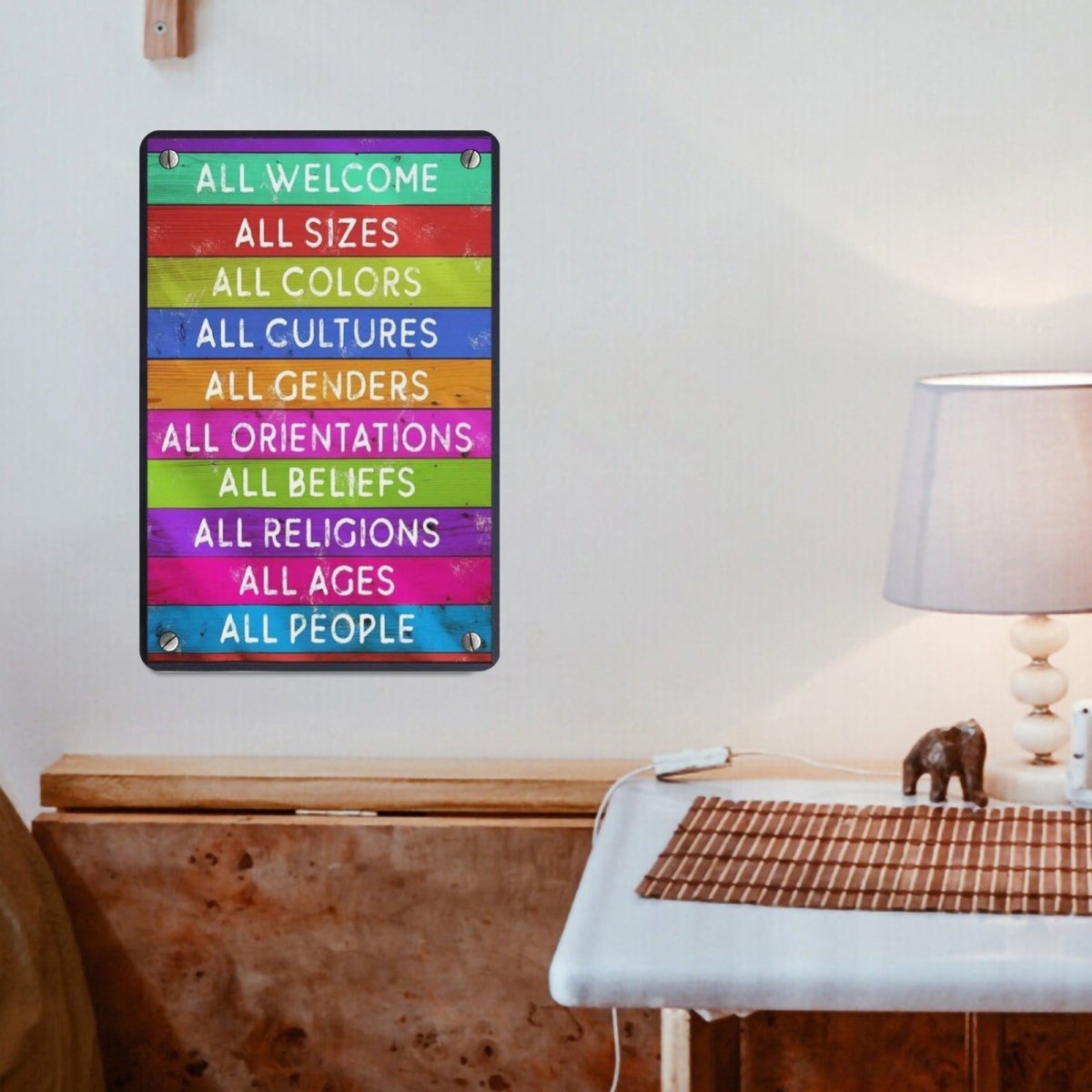 All Welcome Liberal Metal Tin Sign 8"x12" - PrideBooth