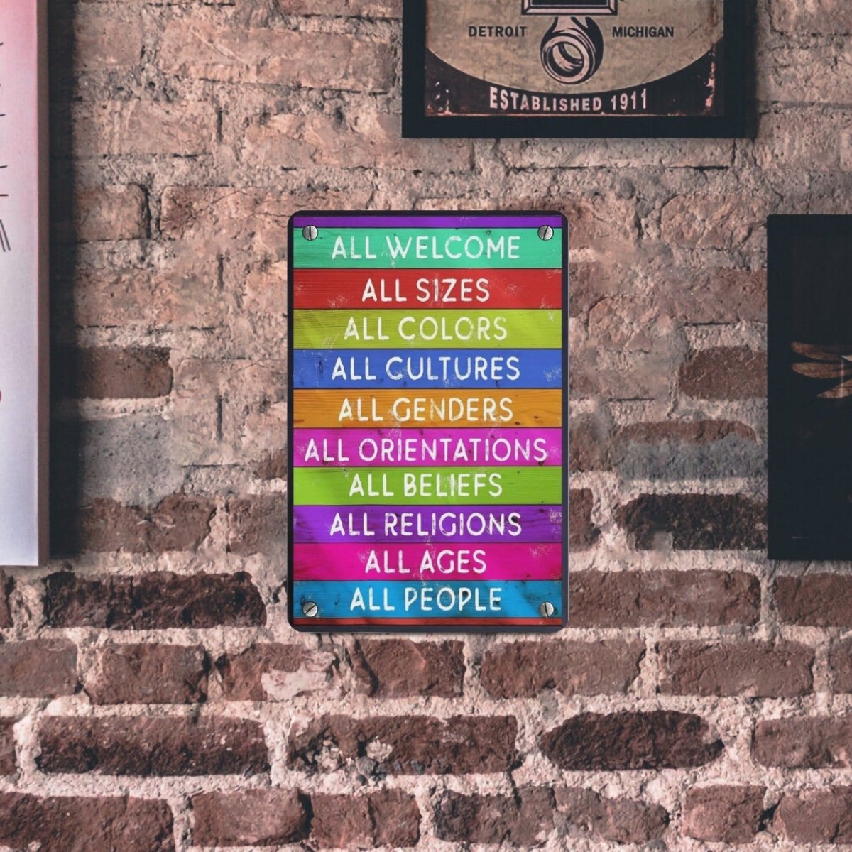 All Welcome Liberal Metal Tin Sign 8"x12" - PrideBooth