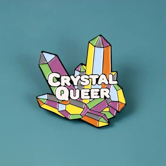 Crystal QUEER LGBT Rainbow Enamel Pin - PrideBooth
