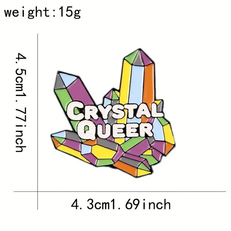 Crystal QUEER LGBT Rainbow Enamel Pin - PrideBooth