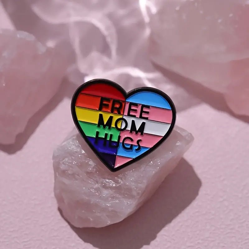 Free Mom Hug Rainbow Enamel Pin - PrideBooth