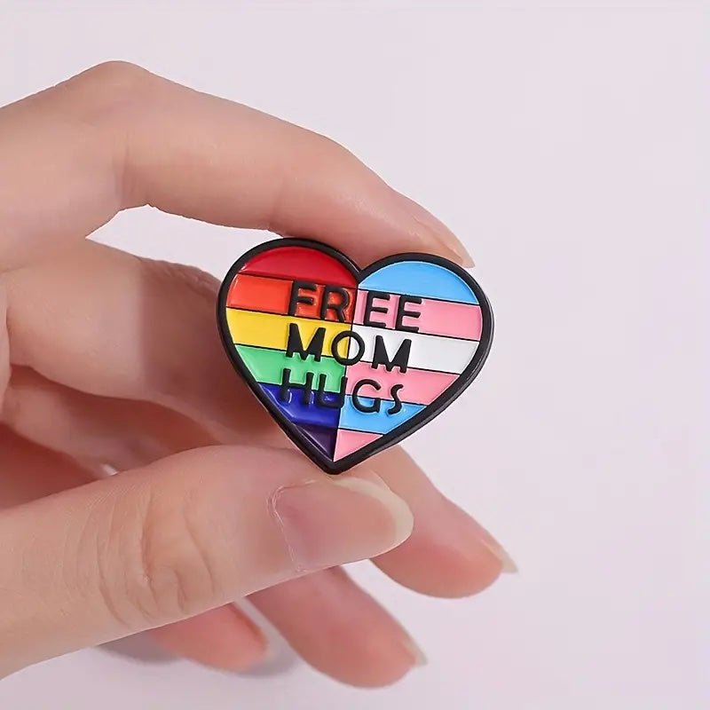 Free Mom Hug Rainbow Enamel Pin - PrideBooth