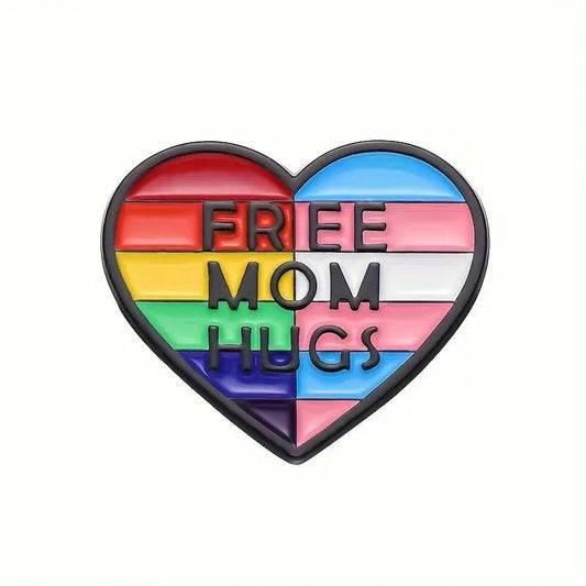 Free Mom Hug Rainbow Enamel Pin - PrideBooth