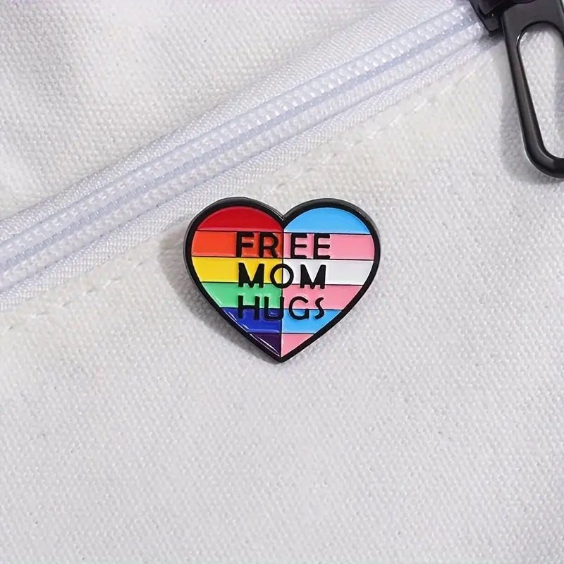 Free Mom Hug Rainbow Enamel Pin - PrideBooth