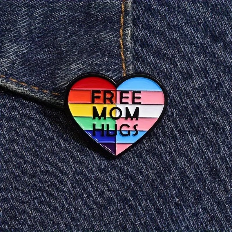 Free Mom Hug Rainbow Enamel Pin - PrideBooth