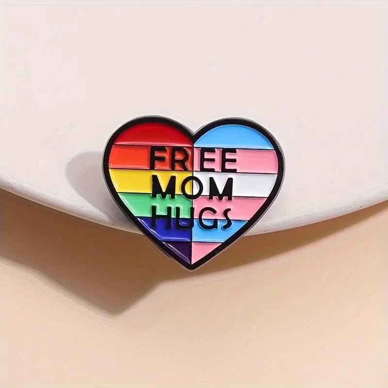 Free Mom Hug Rainbow Enamel Pin - PrideBooth