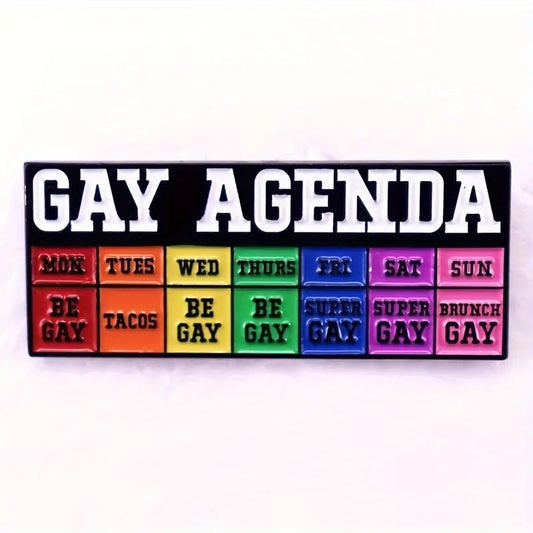 Funny GAY AGENDA LGBTQ Pride Pin - PrideBooth