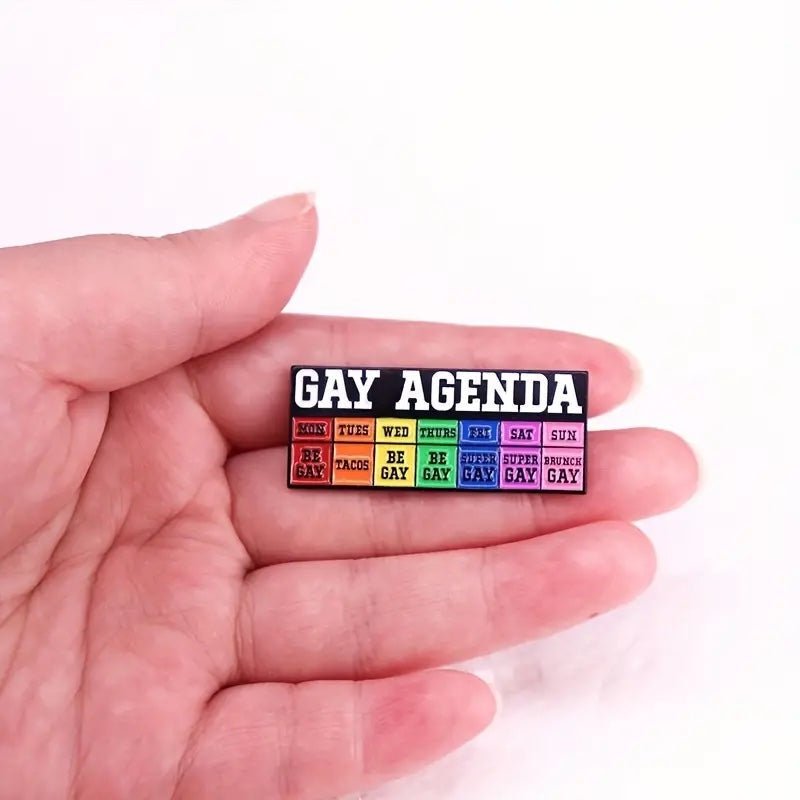 Funny GAY AGENDA LGBTQ Pride Pin - PrideBooth