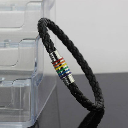 Gay Pride Leather Bracelet - PrideBooth