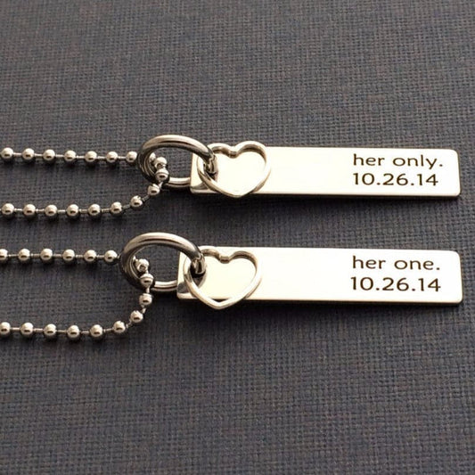 "Her One Her Only" custom Necklace set with date - PrideBooth