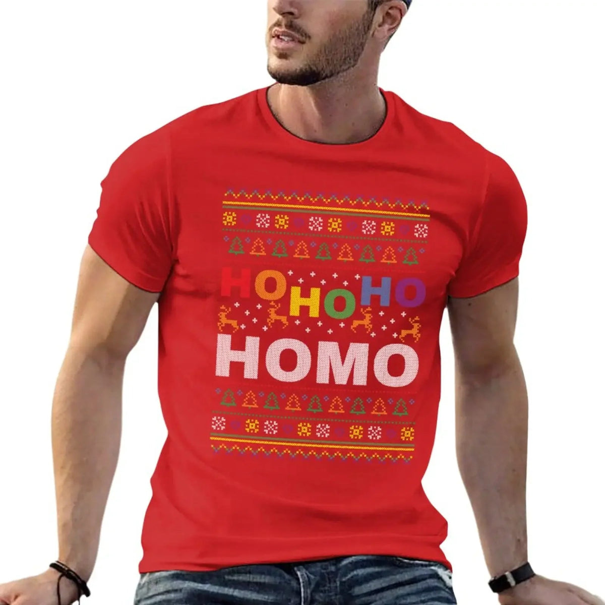HO HO Ho HOMO Funny Gay Pride Ugly Christmas Shirt - PrideBooth