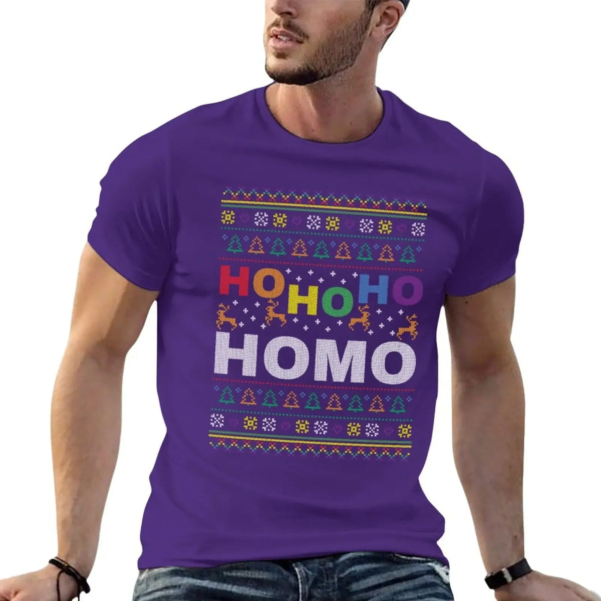 HO HO Ho HOMO Funny Gay Pride Ugly Christmas Shirt - PrideBooth