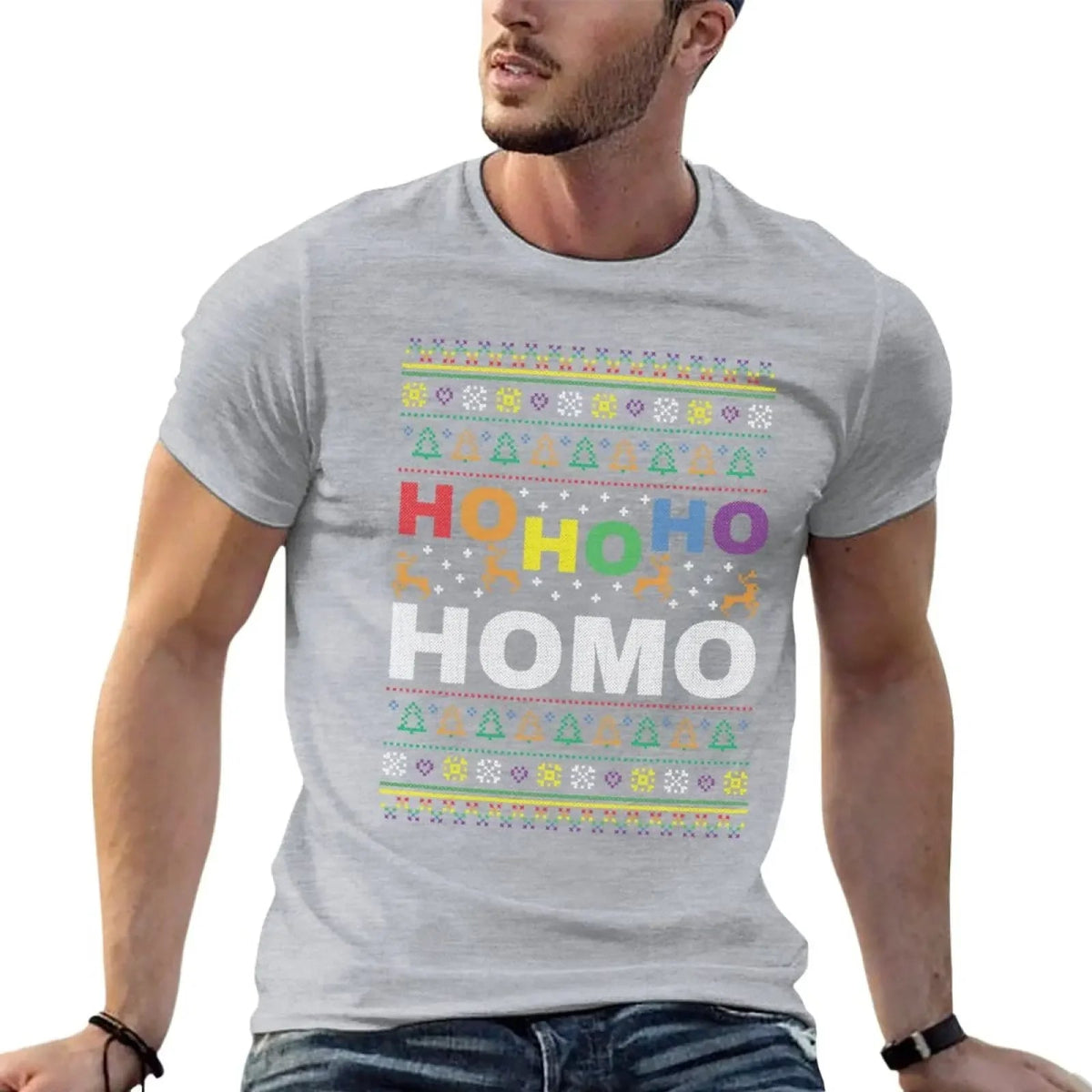 HO HO Ho HOMO Funny Gay Pride Ugly Christmas Shirt - PrideBooth