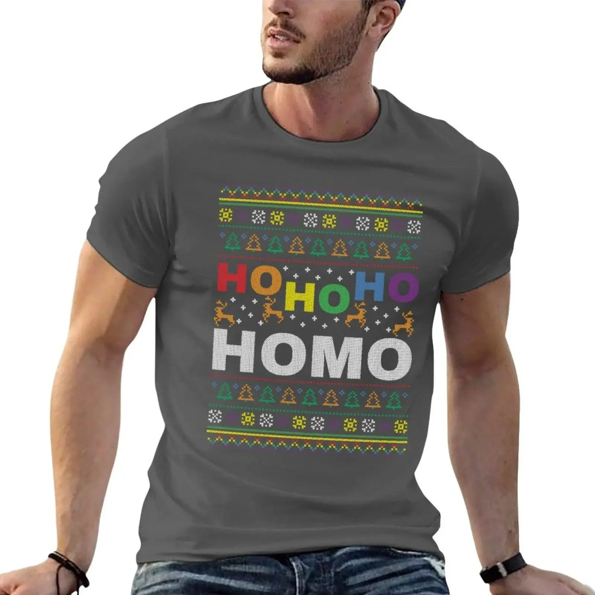 HO HO Ho HOMO Funny Gay Pride Ugly Christmas Shirt - PrideBooth