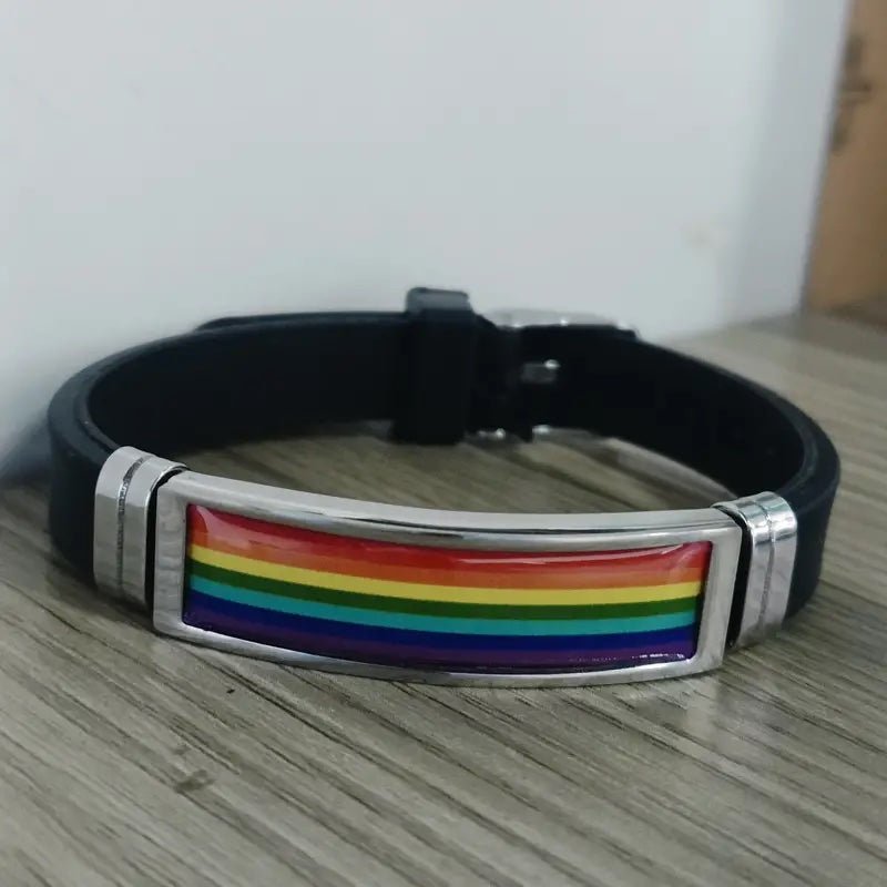 LGBT Gay Rainbow Silicone Bracelet - PrideBooth