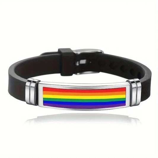 LGBT Gay Rainbow Silicone Bracelet - PrideBooth
