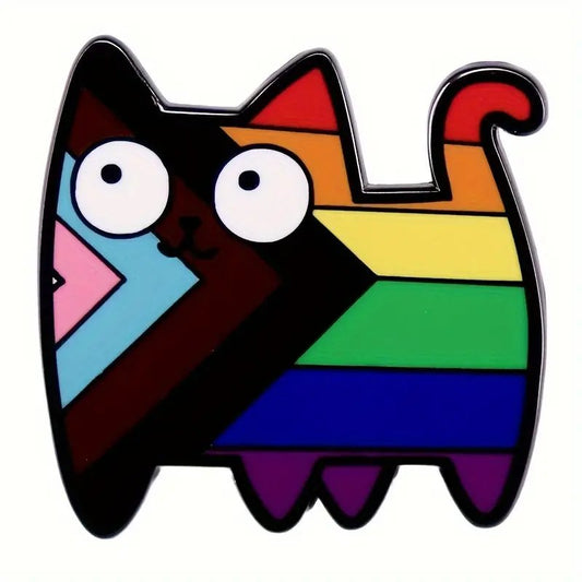 LGBTQ Pride Enamel Pin - Rainbow Cat Brooch - PrideBooth