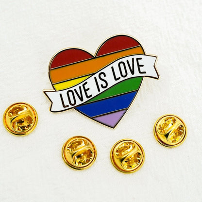 Love is Love Rainbow Heart Enamel Pin - PrideBooth