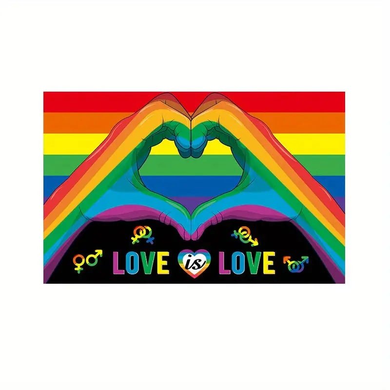 Love Is Love Rectangular Rainbow Banner - PrideBooth
