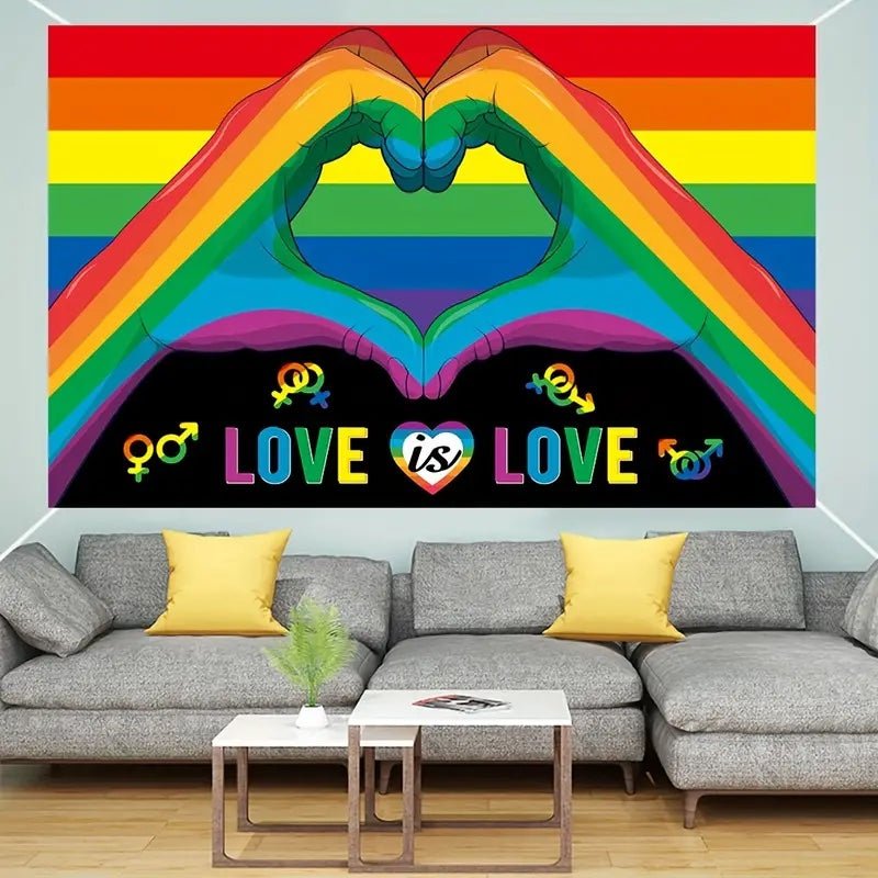 Love Is Love Rectangular Rainbow Banner - PrideBooth