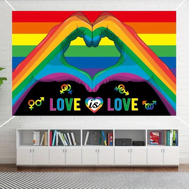 Love Is Love Rectangular Rainbow Banner - PrideBooth