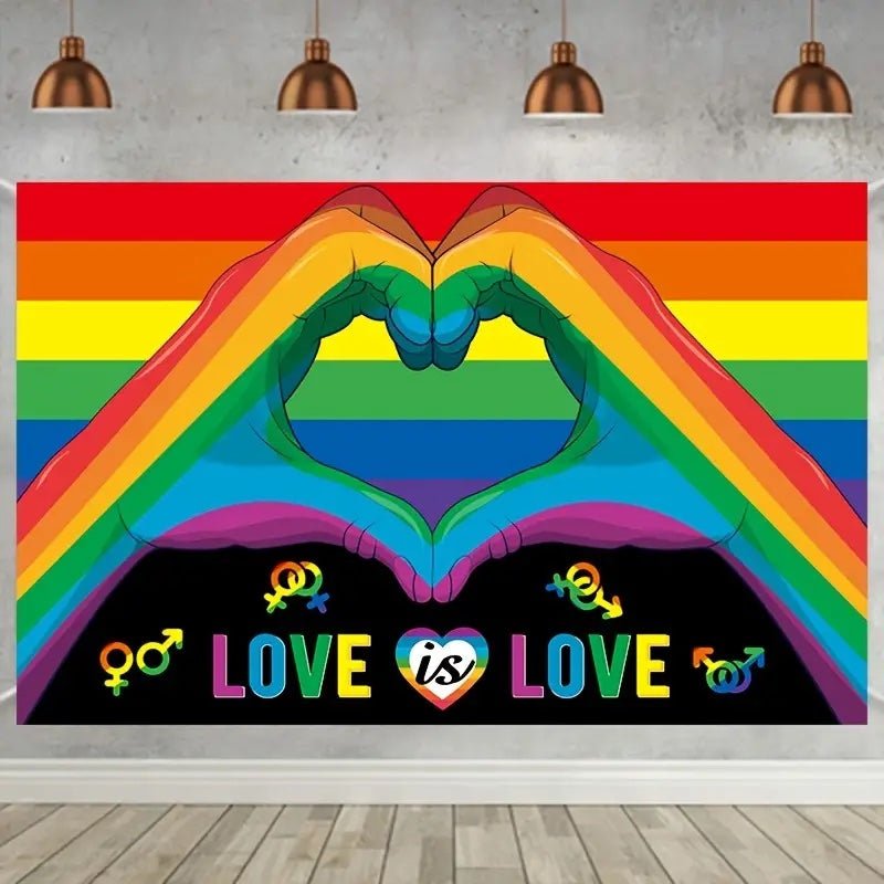 Love Is Love Rectangular Rainbow Banner - PrideBooth