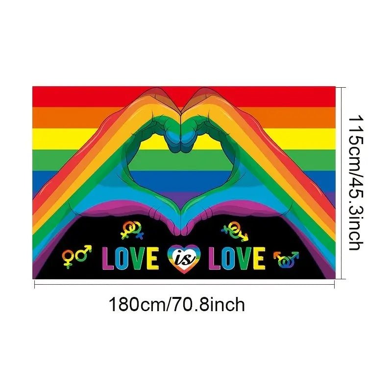 Love Is Love Rectangular Rainbow Banner - PrideBooth