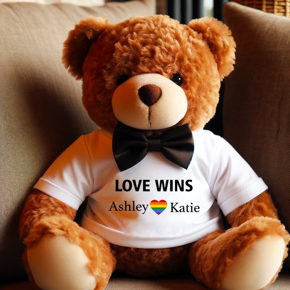 Love Wins Custom Plush Teddy Bear - Valentine's Gift - PrideBooth