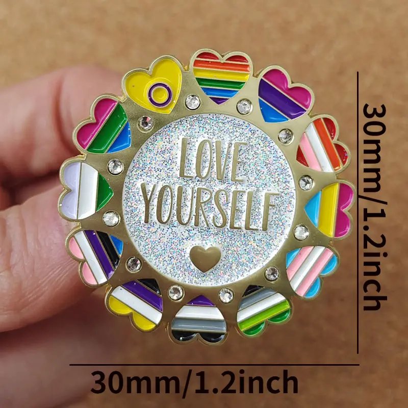 Love Yourself LGBTQ Pride Brooch - PrideBooth