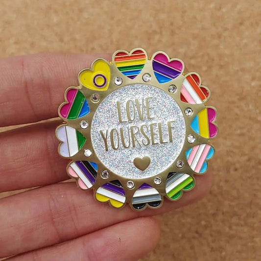 Love Yourself LGBTQ Pride Brooch - PrideBooth
