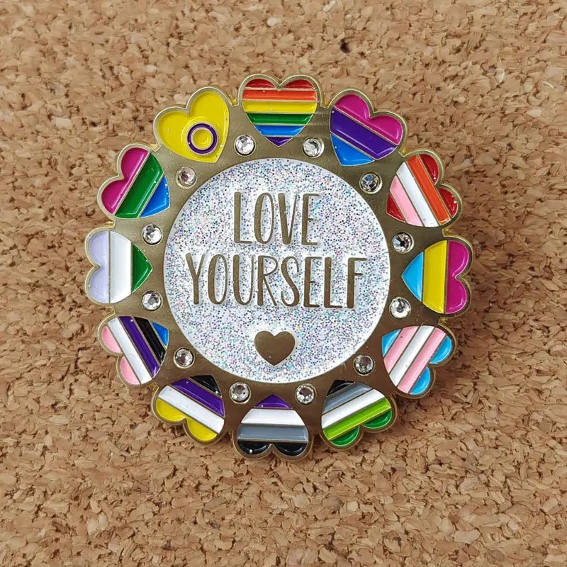 Love Yourself LGBTQ Pride Brooch - PrideBooth