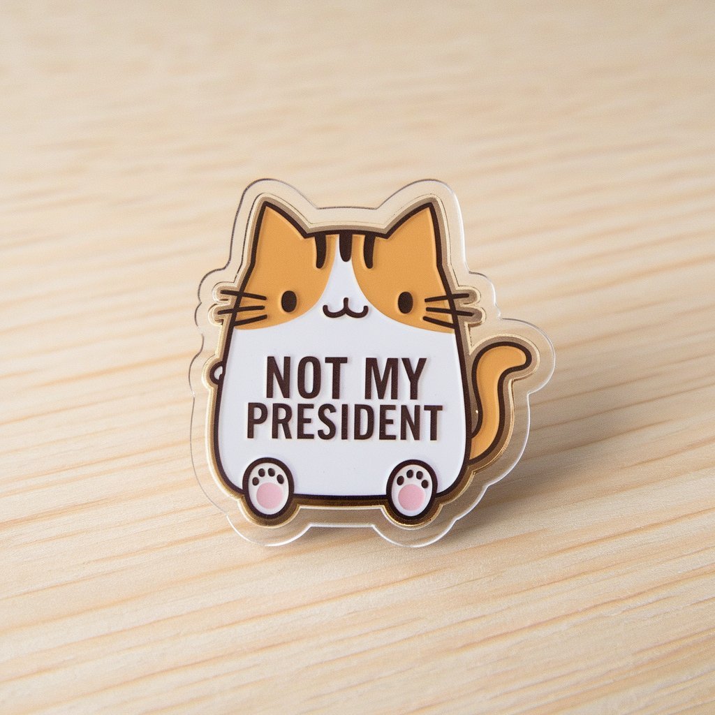 Not My President Cat Acrylic Pin - PrideBooth