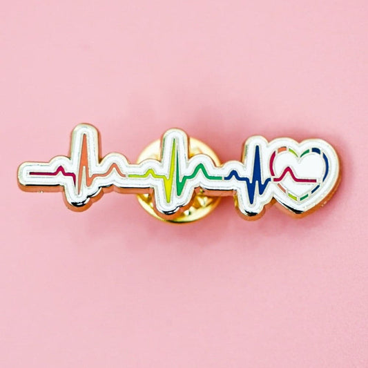 Pride Rainbow Heartbeat - Enamel Pin - PrideBooth