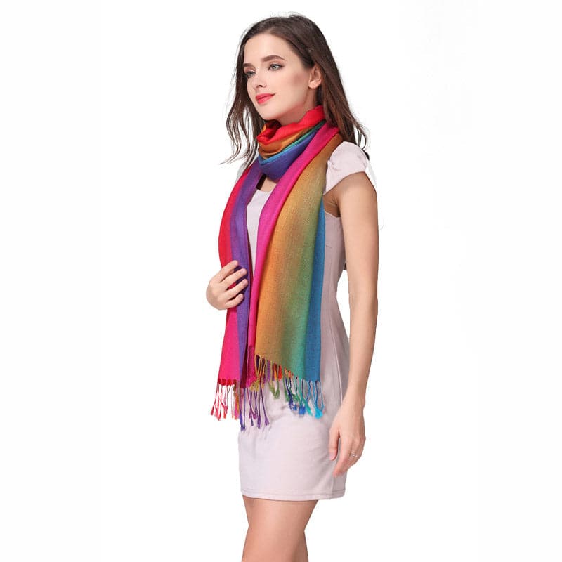 Rainbow Cotton Pashmina Scarf - PrideBooth