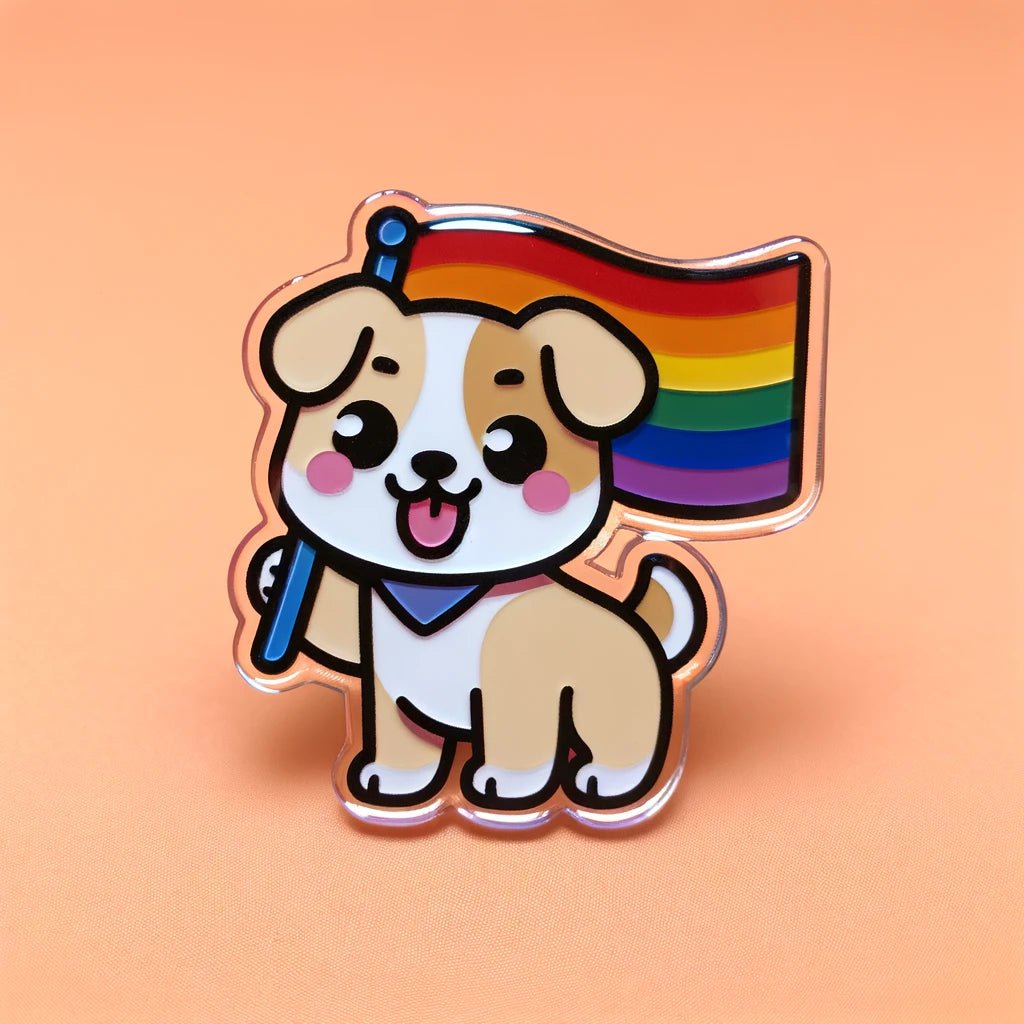 Rainbow Dog Pride Acrylic Pin - PrideBooth