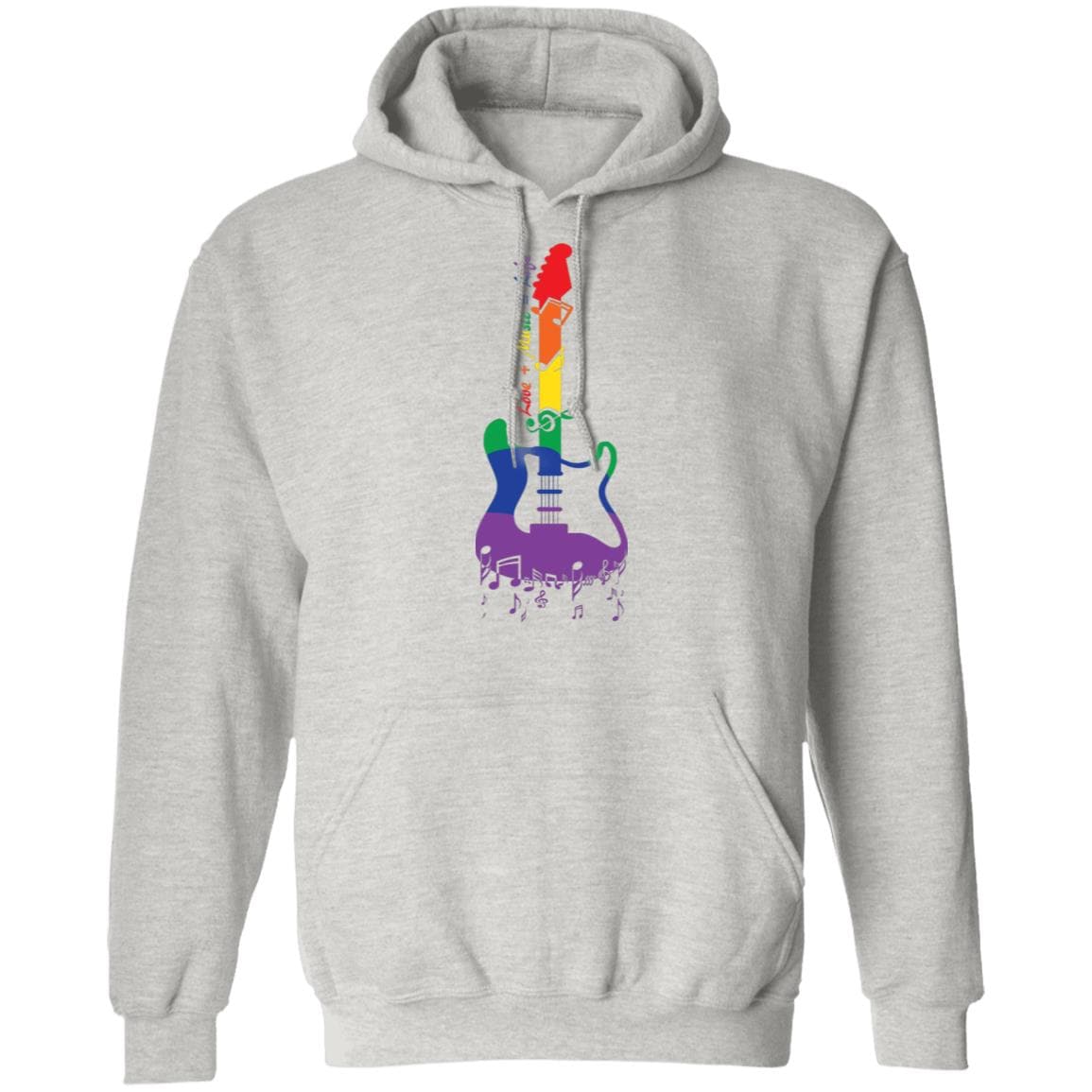 Rainbow Guitar "Love + Music = Life" Pride T Shirt - PrideBooth
