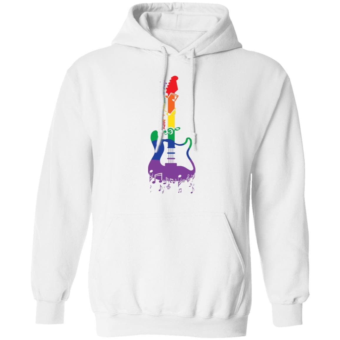 Rainbow Guitar "Love + Music = Life" Pride T Shirt - PrideBooth