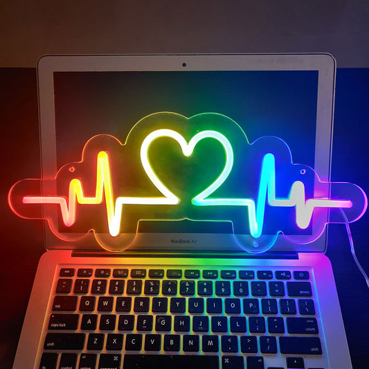Rainbow Heartbeat LED Neon Sign - USB Powered - PrideBooth