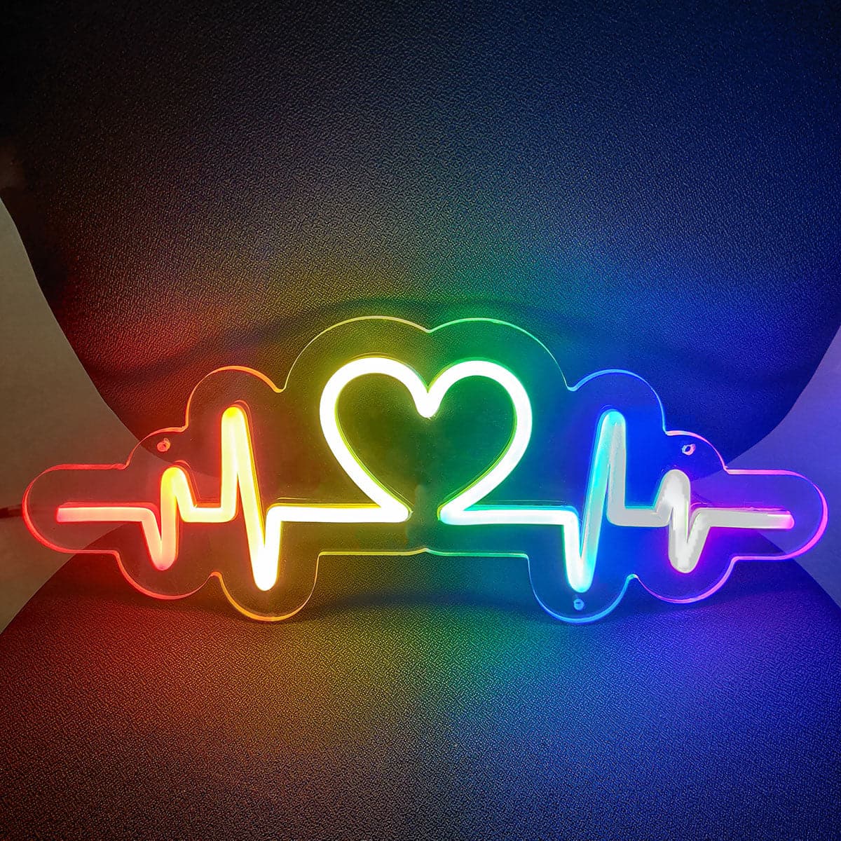 Rainbow Heartbeat LED Neon Sign - USB Powered - PrideBooth