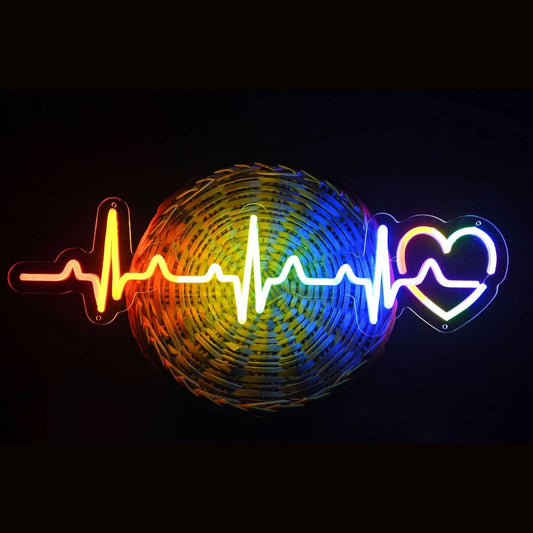 Rainbow Heartbeat Neon Sign - PrideBooth