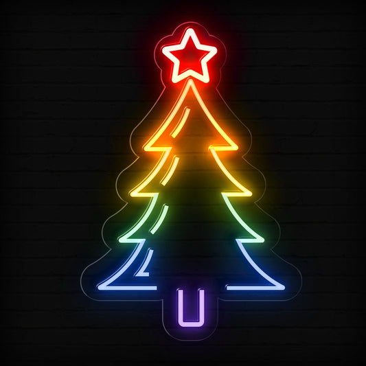 Rainbow Pride Christmas Tree Neon Sign - PrideBooth