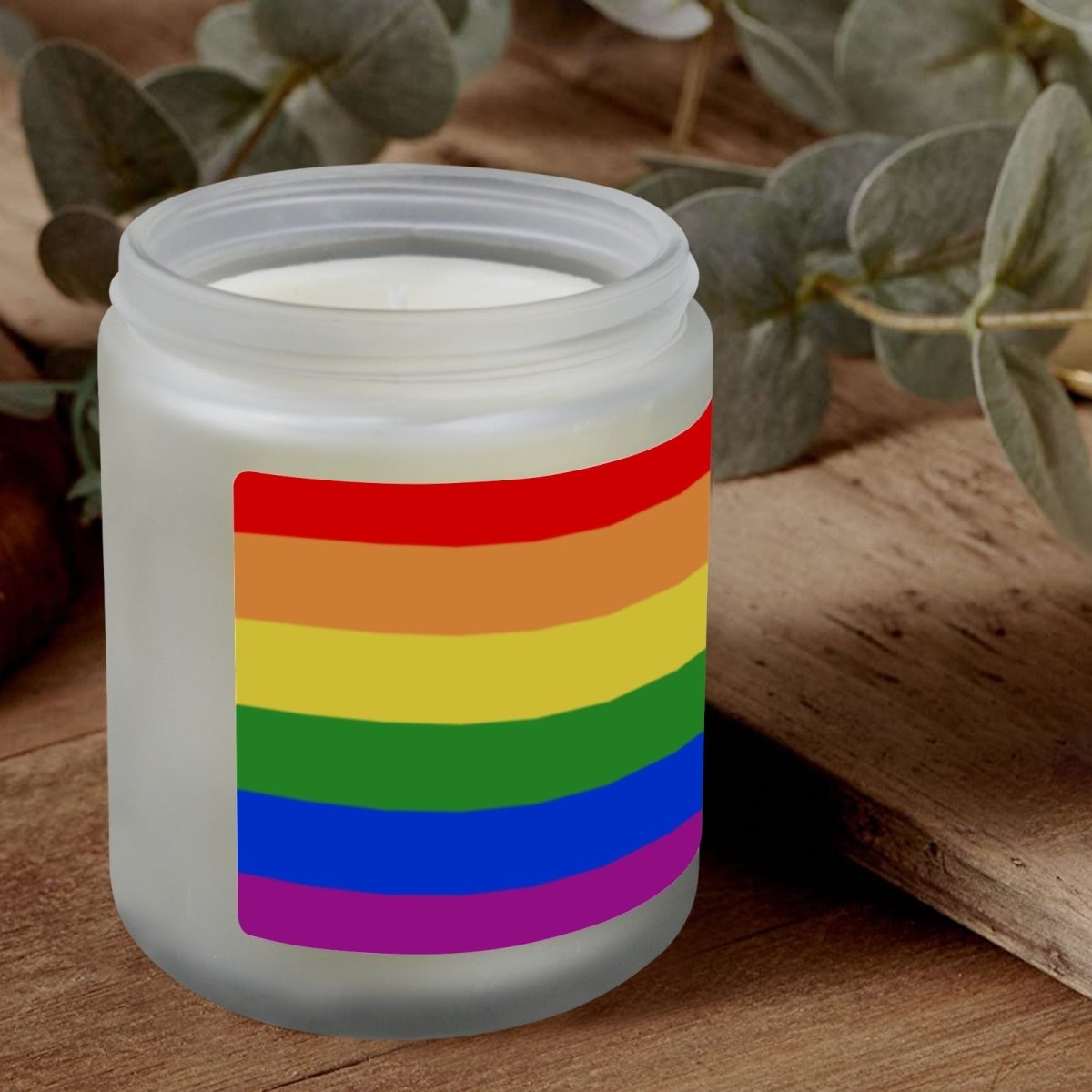 Rainbow Pride Frosted Glass Candle Cup - Large Size (Lavender&Lemon) - PrideBooth