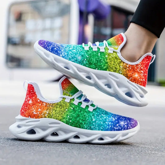 Rainbow Pride Glitter Men's Slip-on Sneakers - PrideBooth