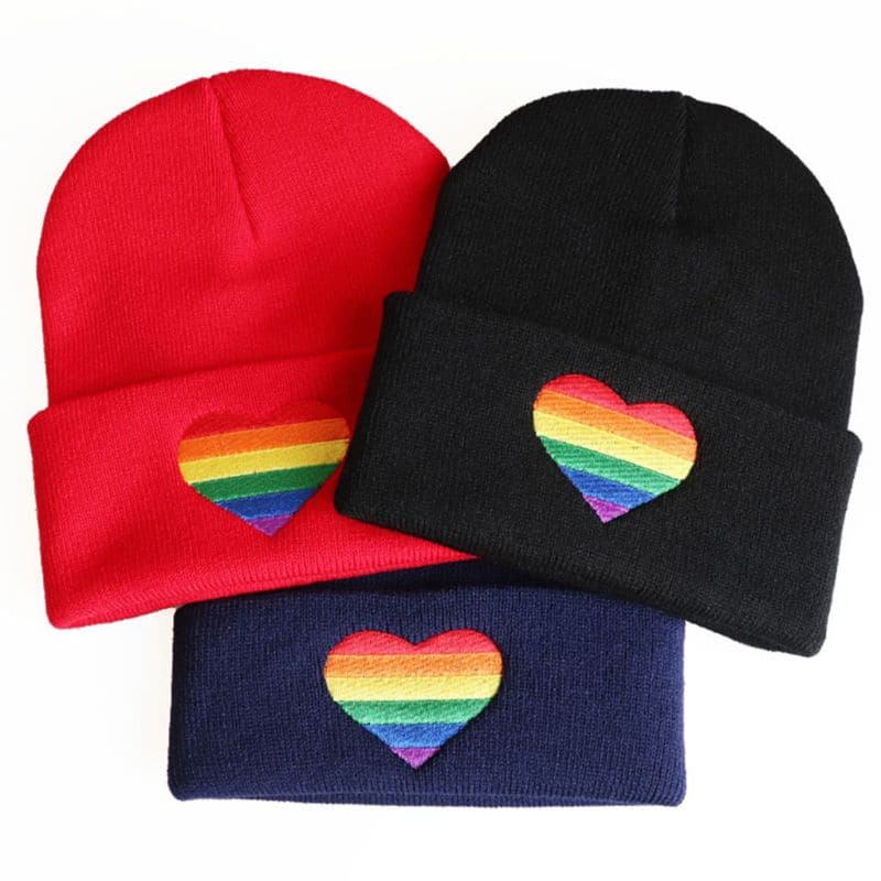 Rainbow Pride Heart Knitted Beanie - PrideBooth