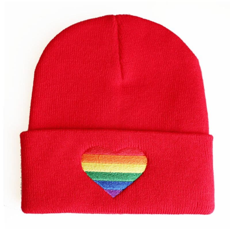 Rainbow Pride Heart Knitted Beanie - PrideBooth