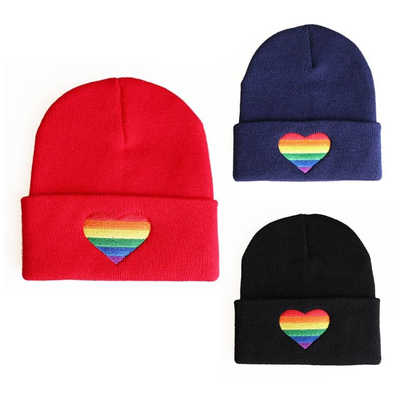 Rainbow Pride Heart Knitted Beanie - PrideBooth