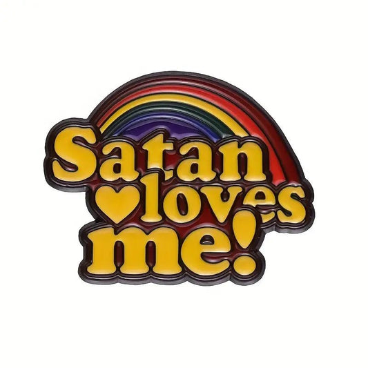 Satan Loves Me Rainbow Enamel Pin - PrideBooth